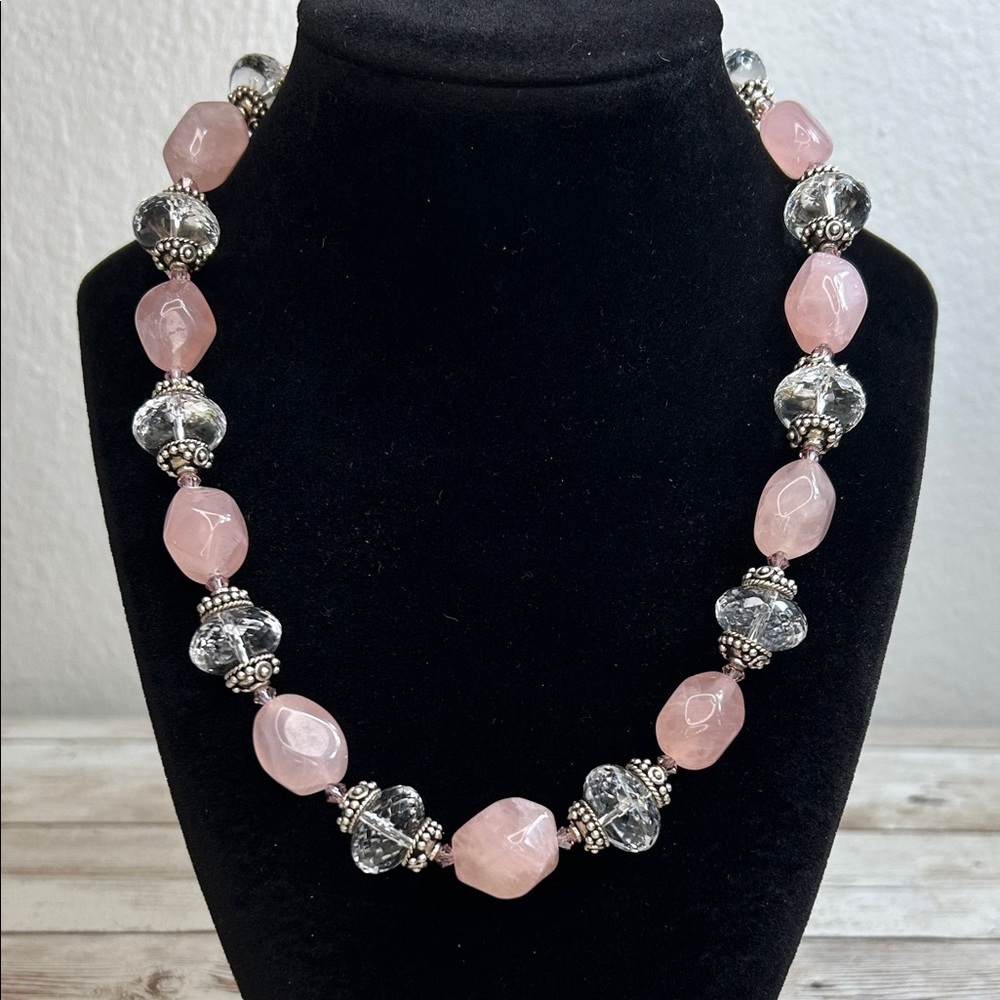 Gorgeous! Rose and Clear Quartz Necklace